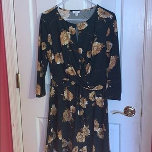 Green and yellow floral skater dress